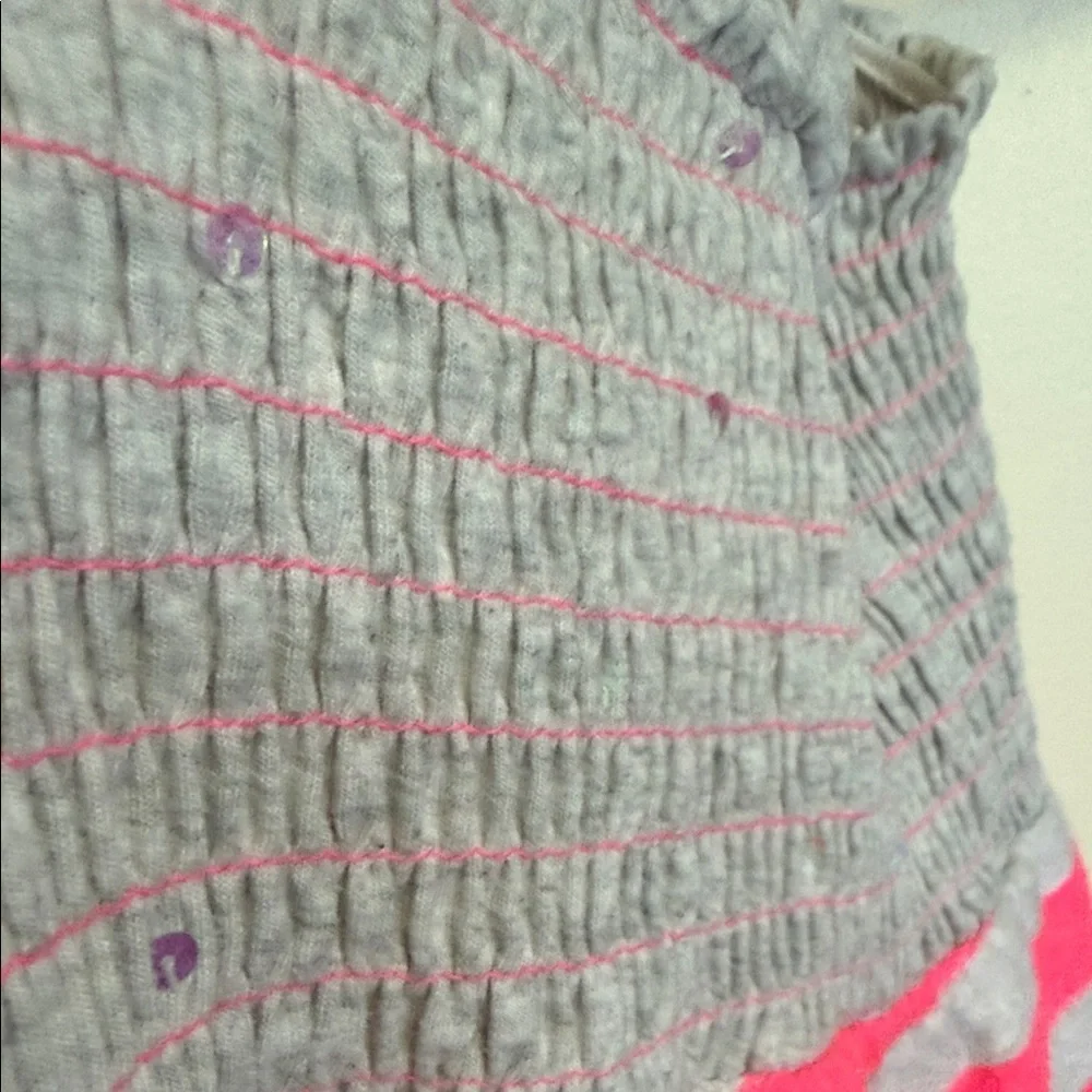 Justice Pink and Gray Striped Swimwear